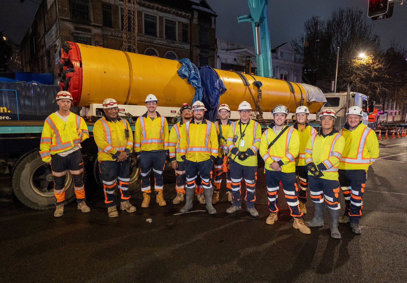 Watercare Queen St TBM arrival 4July 2025 team shot